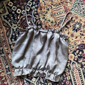 Free People silk ruffle cropped tank size small grey purple